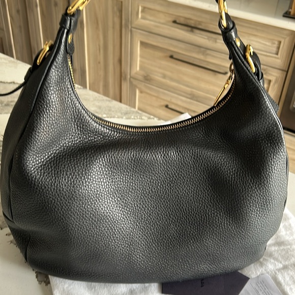 *Sold*  PRADA Black Vitello Daino Leather Zip-Top Hobo Bag BR4311 - Picture 12 of 17